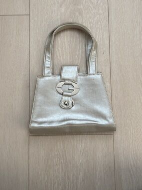 Guess Vintage Y2K Metallic Silver Mini Top-Handle Bag